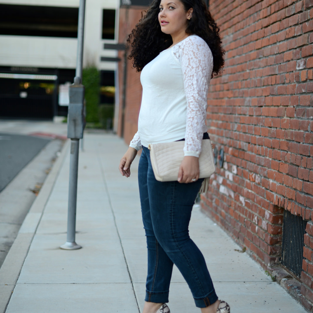 The Not So Basic Jeans and Tee Outfit | Girl With Curves