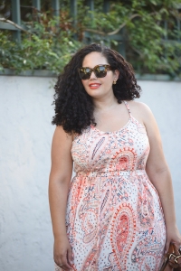 Tanesha Awasthi (formerly known as Girl with curves) wearing a paisley print maxi dress