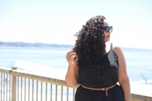Tanesha Awasthi (formerly known as Girl With Curves) shows off her natural curls in Capitola.