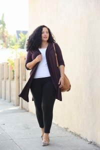 Hooded Cardigan, Knit Pants, Animal Print Lace-up Flats by Girl With Curves