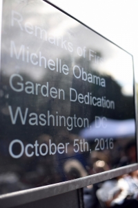 Michelle Obama's prompter, at The White House Kitchen Garden Dedication Ceremony