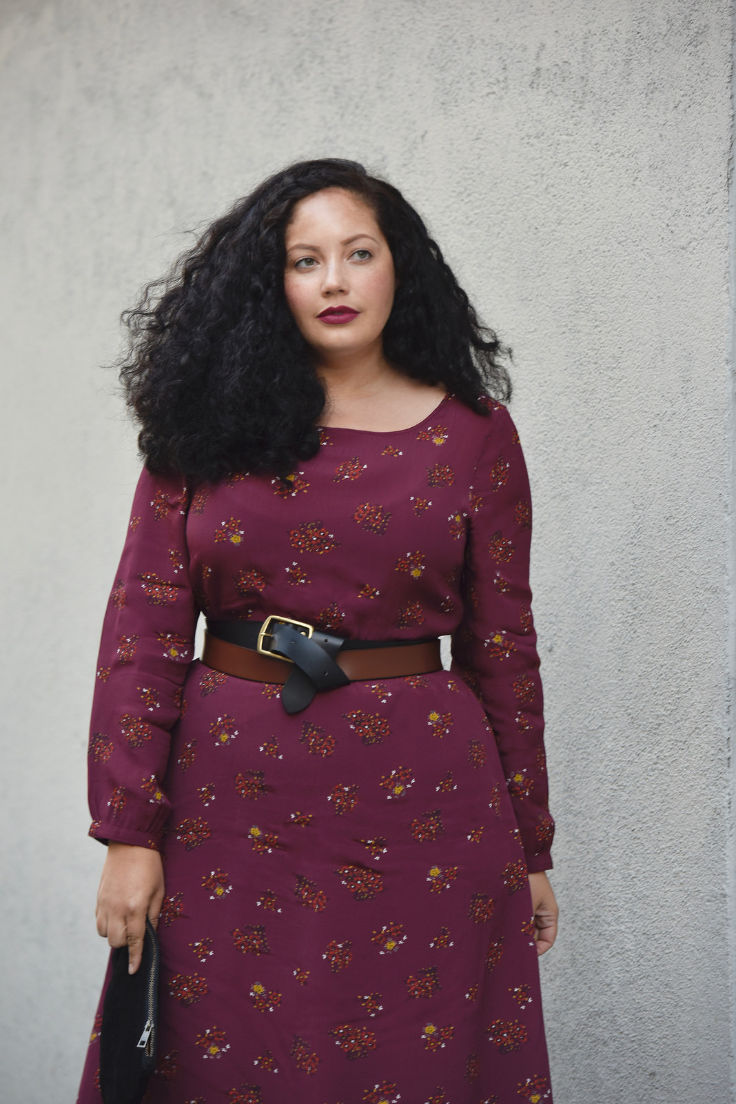 Belted Midi Dress by Girl With Curves.