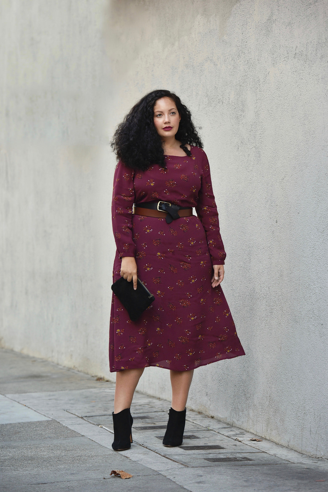Belted Midi Dress by Girl With Curves