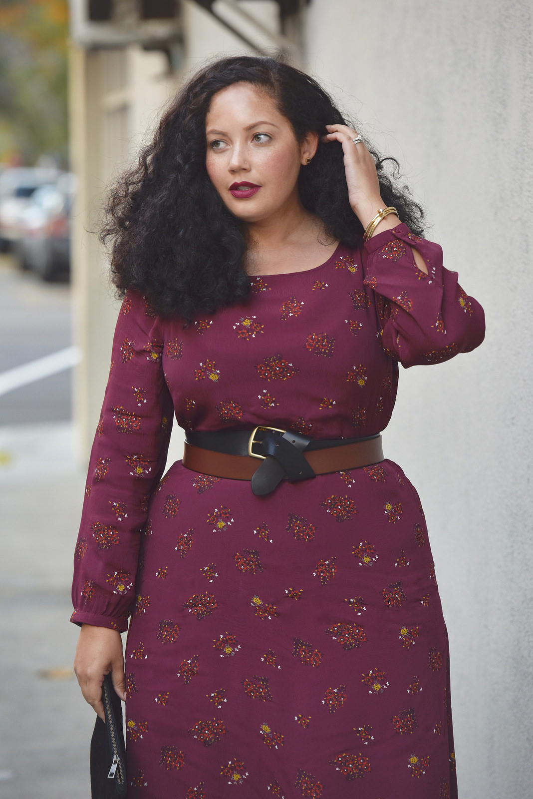 Belted Midi Dress by Girl With Curves
