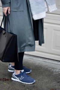 Girl With Curves featuring Trench coat from Asos, Shoes from New Balance, leggings from Lysse, and handbag from Givenchy