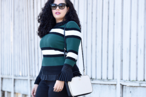 Sweater from Asos, Top from Eloquii, Pants from Old Navy, Bag from Kate Spade, Sunglasses from Celine, Lipstick from Mac Fan Fare Via @GirlWithCurves