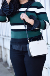 Sweater from Asos, Top from Eloquii, Pants from Old Navy, Bag from Kate Spade Via @GirlWithCurves