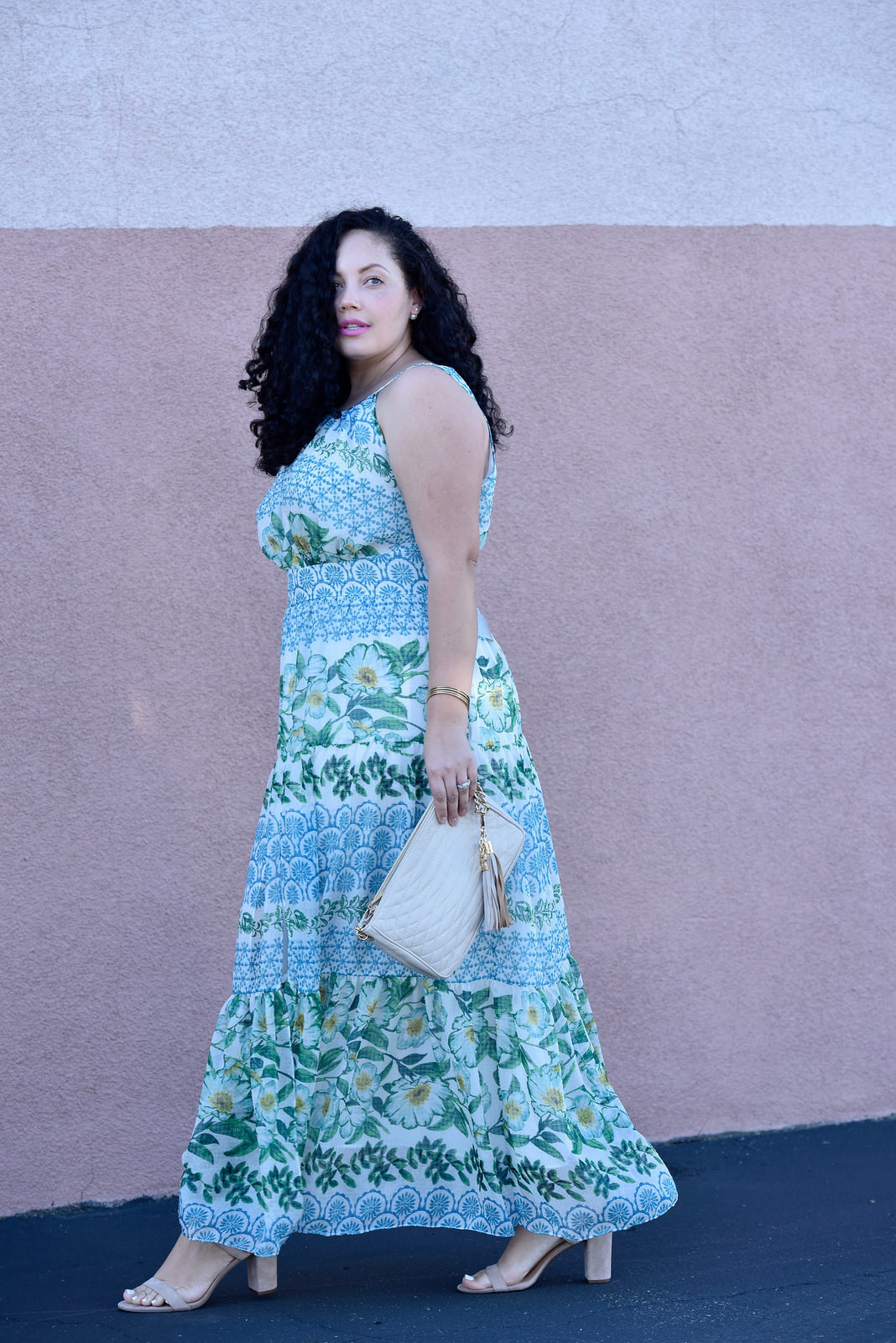 Plus size Maxi Dress by Eliza J, Bag from BCBG, Shoes by Nordstorm, and Love Lorn Lipstick by Mac via @girlwithcurves