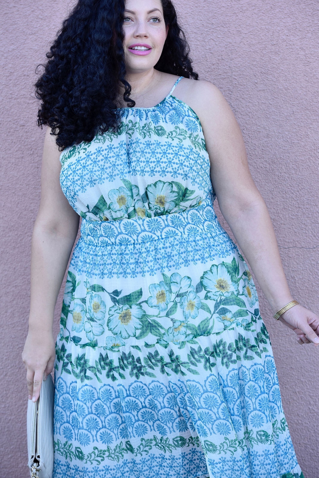 Plus size Maxi Dress by Eliza J, Bag from BCBG, and Love Lorn Lipstick by Mac via @girlwithcurves