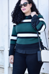 Sweater from Asos, Top from Eloquii, Pants from Old Navy, Bag from Kate Spade, Sunglasses from Celine, Lipstick from Mac Fan Fare Via @GirlWithCurves
