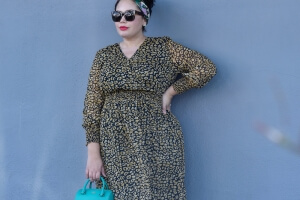 Featuring Leapord Print Long Sleave Dress By Whowhatwear, Bag By Kate Spade, Sunglasses By Celine, And A Headband via @GirlWithCurves