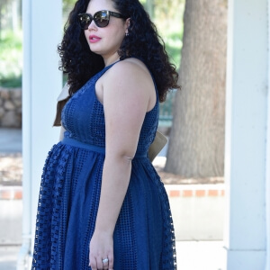 Lace high low dress by modcloth, wedding outfit, Chanel bag, Celine sunglasses, lipstick by Nars via @GirlWithCurves