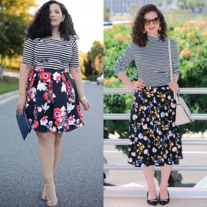 Team GWC Floral Skirt And Strip Top via @GirlWithCurves