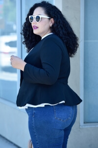 Girl With Curves Fall 2017 Collection peplum blazer, step hem skinny jeans, peplum top, plus size clothing, plus size fashion, curvy fashion, curvy style, peplum, Girl With Curves collection x Dia & Co, via @GirlWithCurves