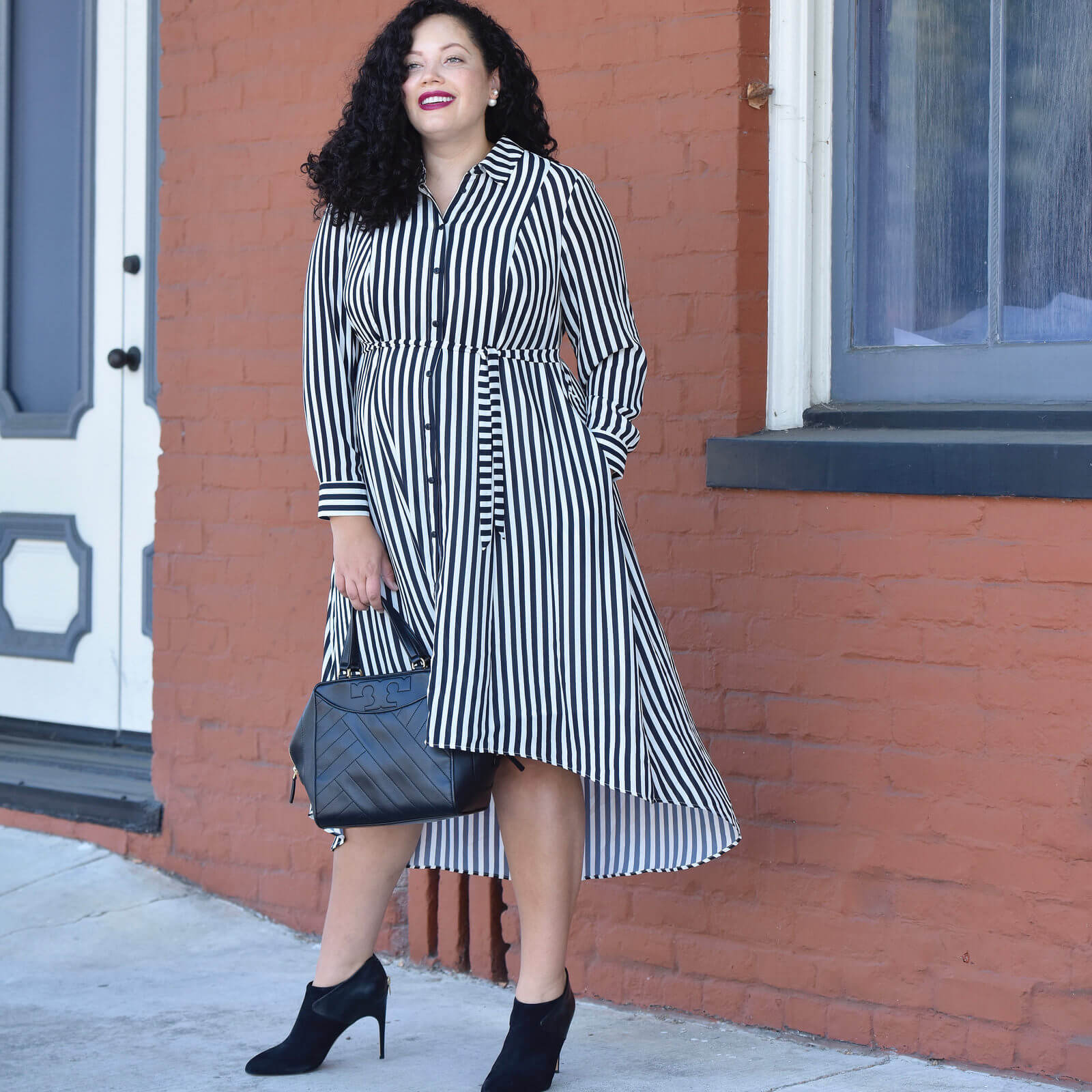 Girl With Curves Collection Miranda Stripe plus size shirt dress