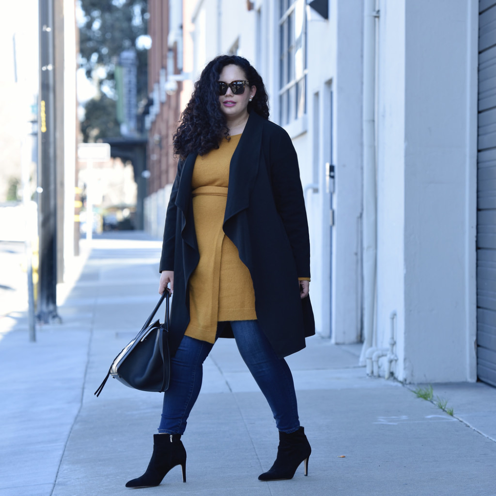 How to Wear a Dress Over Jeans | Girl With Curves