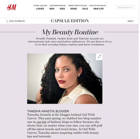Girl With Curves featured in H&M #beauty
