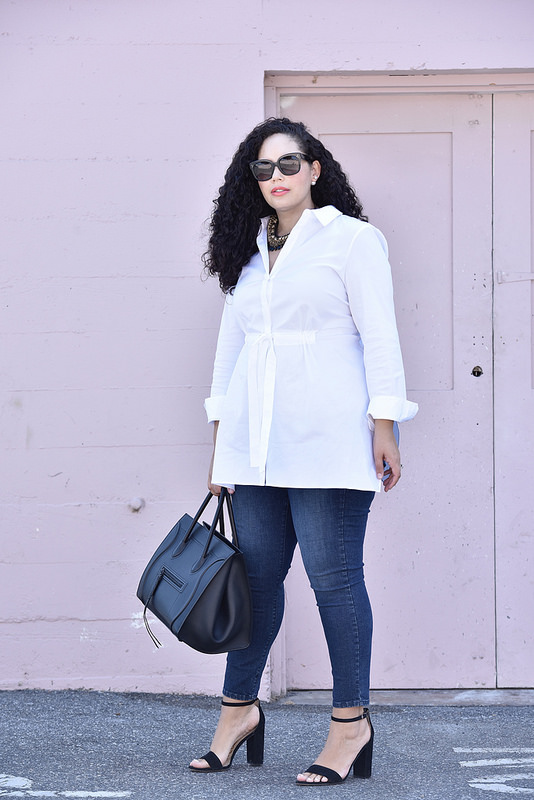The Chic White Blouse To Wear With Jeans Via @girlwithcurves #style #fashion #officewear Featuring Lafayette148NY