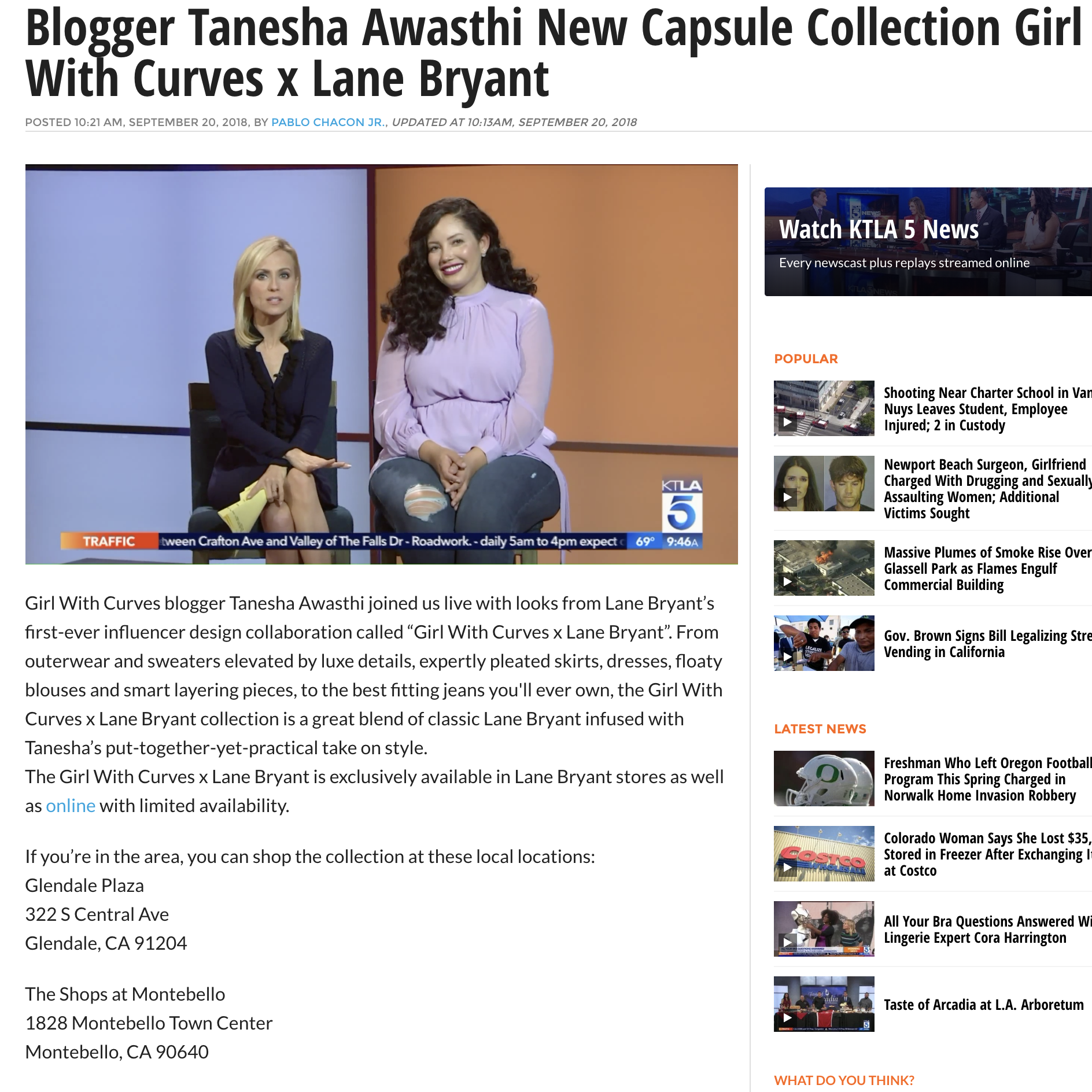 Girl With Curves Founder Tanesha Awasthi On KTLA Via@GirlWithCurves #tv #news #media