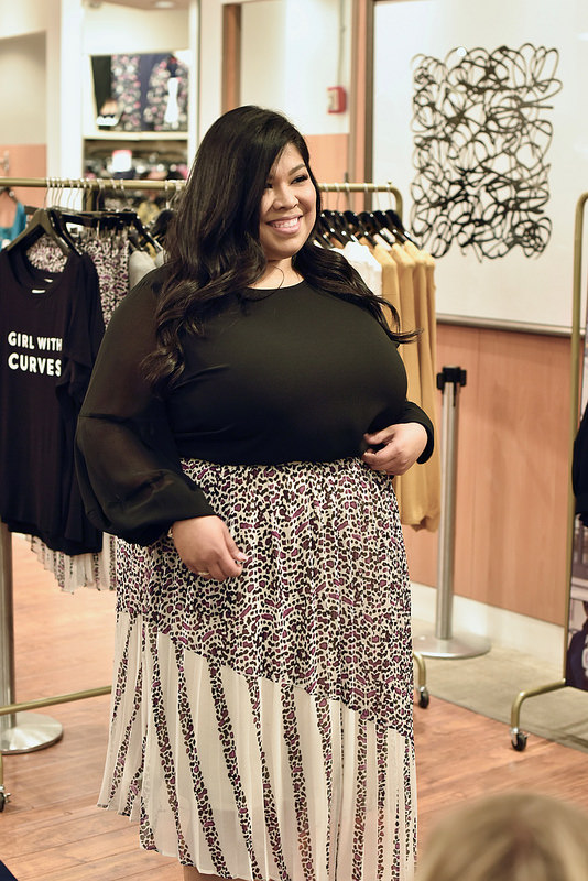 Girl With Curves X Lane Bryant Black Blouse And Printed Skirt Via @GirlWithCurves #GWCxLB #outfits #fashion #style #blogger #plussize