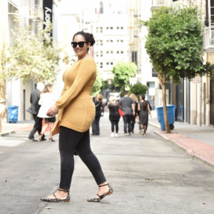 This Fall Outfit Is Made For Curves Via @GirlWithCurves #GWCxLB #yellow #sweater #jeans #skinny #plus #size