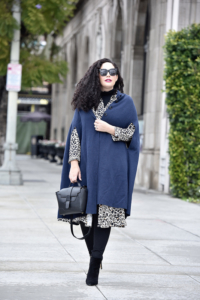 How To Wear A Dress When It's Cold Out Via @GirlWithCurves #poncho #dress #layering