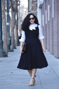 The Modest Fashion Hack I'm Loving Right Now Via @GirlWithCurves #dress #black #spring #white #shirt
