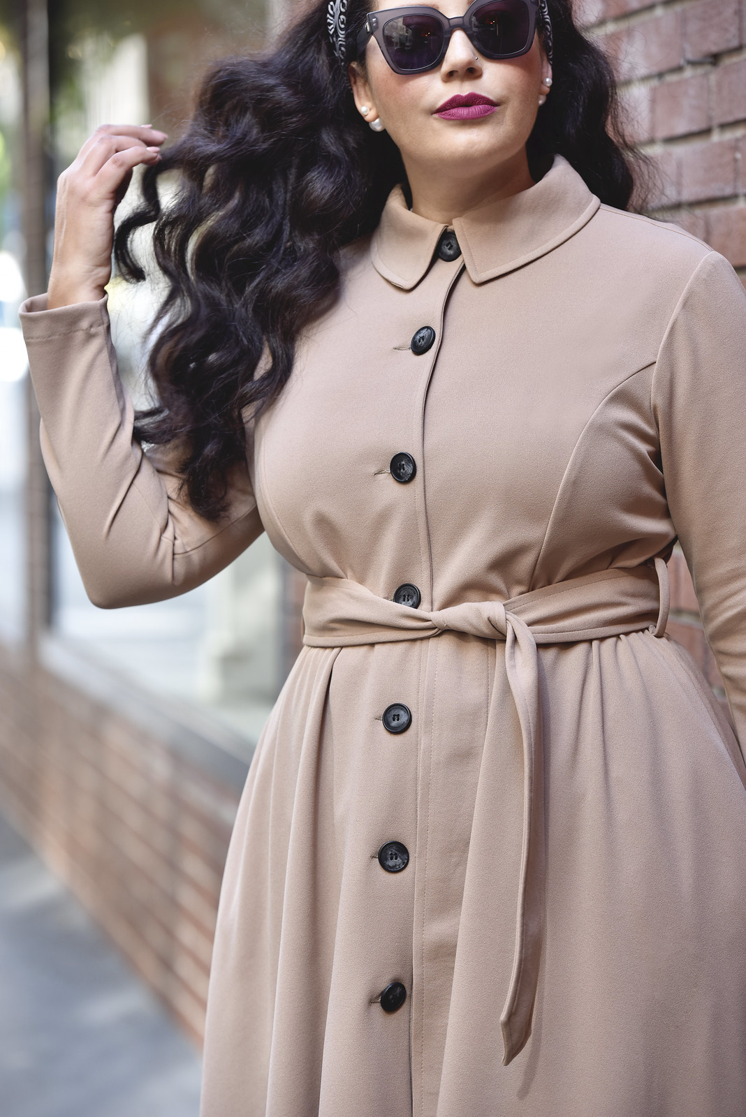 Girl With Curves Collection Custom Button Trench #GirlWithCurves #collection #trench #dress #longsleeve #coat #plussize #curvy #fashion #stylish #modest #Tanesha