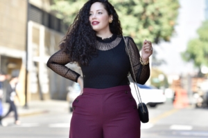 A Holiday Party Outfit Anyone Can Pull Off via Girl With Curves #officewear #holiday #wide #leg #pants #plussize #plus #size