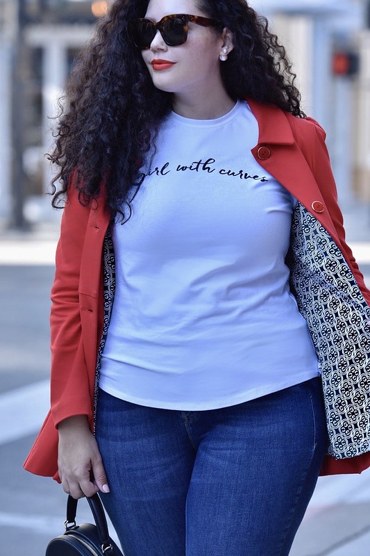 An Easy Outfit Formula That Never Goes Out Of Style Via Girl With Curves #style #plussize #curvy #fashion #red #jacket #coat .