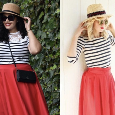 #StyleHasNoSize: Stripe Tee + Red Skirt via Girl With Curves